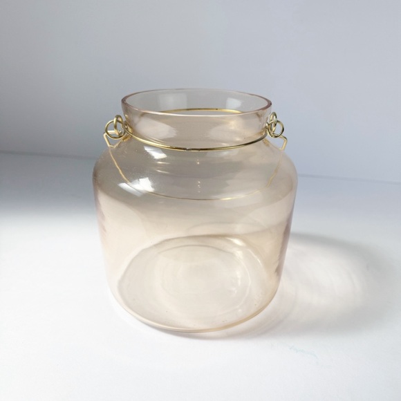 Gold Glass Gold Hanging Latern Vase Candle Holder 4.5” x 5.5” - Picture 3 of 8